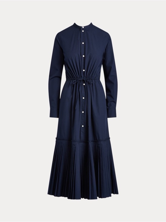Polo Ralph Lauren Dresses & Skirts - Polo Ralph Lauren Navy Pleated-Hem Drawstring Midi Shirtdress Size 6